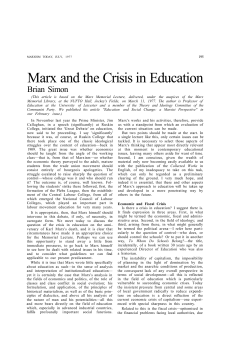 Marx and the Crisis in Education