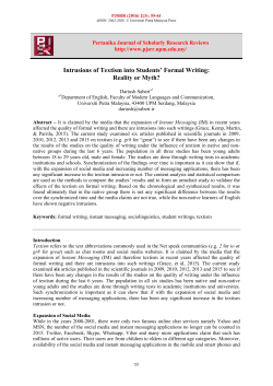 Intrusions of Textism into Students` Formal Writing: Reality or Myth?