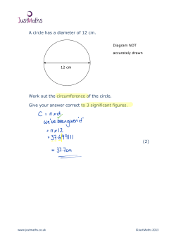 A circle has a diameter of 12 cm. Work out the circumference of the