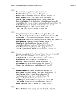 Dorn Long Outstanding Clinical Educator Awards 10/15/2016 2015