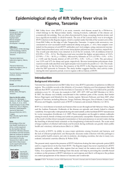 Epidemiological study of Rift Valley fever virus in Kigoma, Tanzania