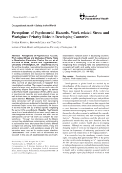 Perceptions of Psychosocial Hazards, Work