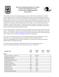 Rare and Uncommon Bryophytes of Vermont Vermont Natural