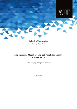 School of Economics Non-Economic Quality of Life and Population