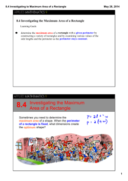 8.4 Investigating te Maximum Area of a Rectangle