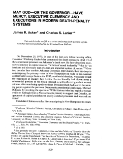 may god&mdash;or the governor&mdash;have mercy: executive clemency and