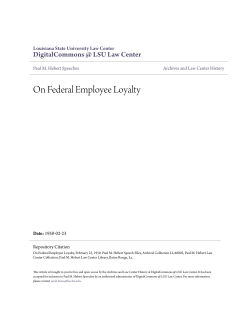 On Federal Employee Loyalty - DigitalCommons @ LSU Law Center