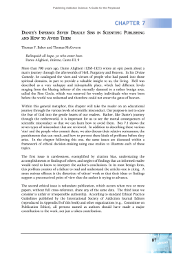 Dante`s Inferno: Seven Deadly Sins in Scientific Publishing and How