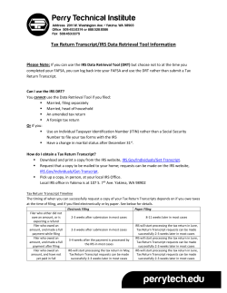 Tax Return Transcript/IRS Data Retrieval Tool Information