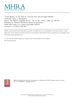 "Truth-Beauty" in the "Ode on a Grecian Urn" and the Elgin Marbles