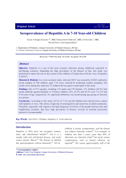 Seroprevalence of Hepatitis A in 7-10 Year-old Children