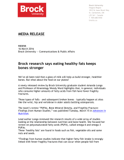 MEDIA RELEASE Brock research says eating healthy fats keeps