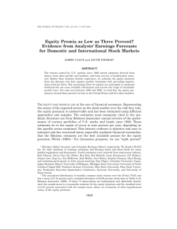 Equity Premia as Low as Three Percent? Evidence from Analysts