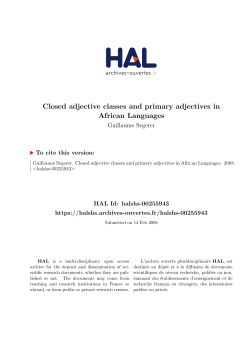 Closed adjective classes and primary adjectives in - Hal-SHS