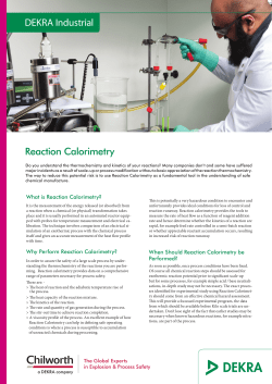 Reaction Calorimetry - Chilworth Technology Ltd
