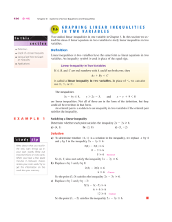 GRAPHING LINEAR INEQUALITIES IN TWO VARIABLES