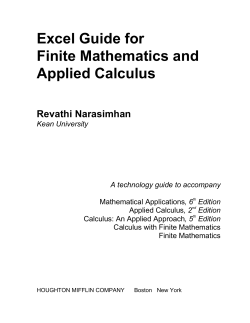 Excel Guide for Finite Mathematics and Applied Calculus