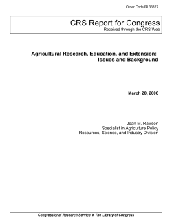 Agricultural Research, Education, and Extension: Issues and