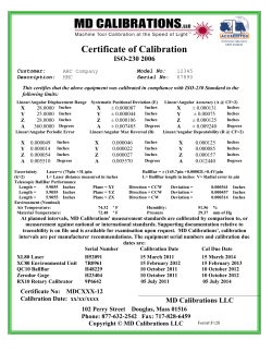 ISO-230 Calibration Certs Inches XYZA