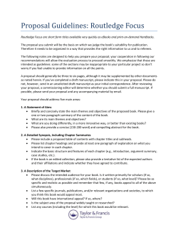 Proposal Guidelines: Routledge Focus