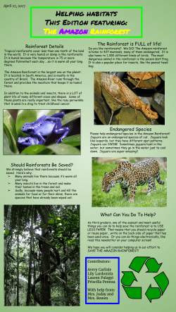 Helping habitats This Edition featuring: The Amazon Rainforest