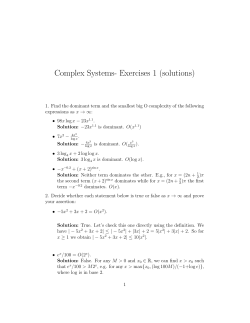 Complex Systems- Exercises 1 (solutions)