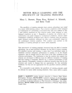 motor skills learning and the specificity of training principle