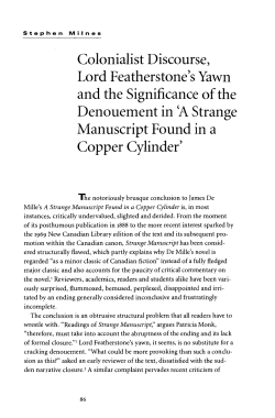 Colonialist Discourse, Lord Featherstone`s Yawn and the