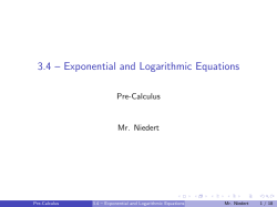 3.4 &ndash; Exponential and Logarithmic Equations