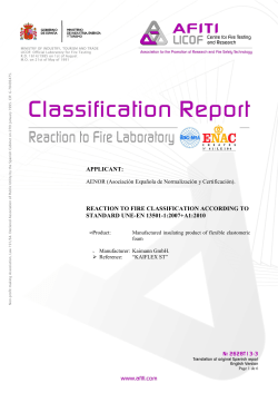 applicant: reaction to fire classification according to