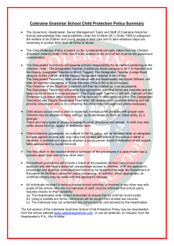 Coleraine Grammar School Child Protection Policy Summary