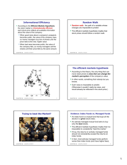 Informational Efficiency Random Walk The efficient markets
