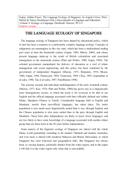 THE LANGUAGE ECOLOGY OF THE LANGUAGE ECOLOGY OF