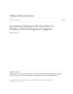 An Antitrust Solution to the New Wave of Predatory Patent