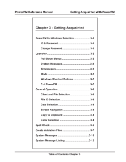 Chapter 3 - Getting Acquainted