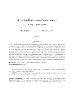 Screening Ethics when Honest Agents Keep Their