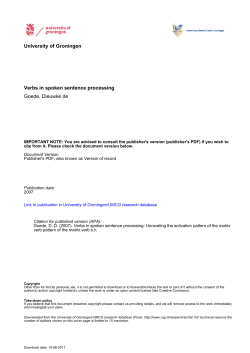 University of Groningen Verbs in spoken sentence processing