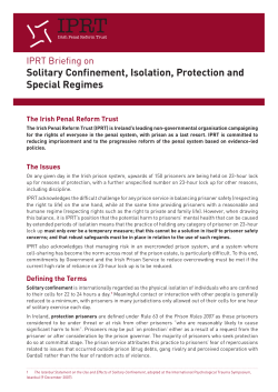 Solitary Confinement, Isolation, Protection and Special Regimes