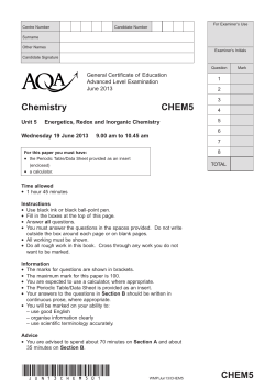 A-level Chemistry Question paper Unit 05 - Energetics, Redox