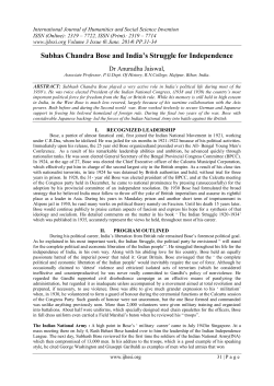 Subhas Chandra Bose and India`s Struggle for Independence