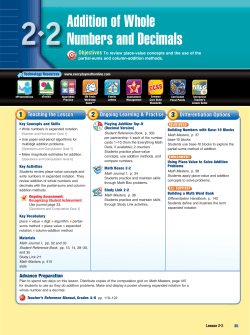 Addition of Whole Numbers and Decimals