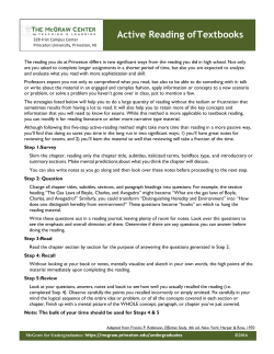 Active Reading of Textbooks - McGraw Center for Teaching and