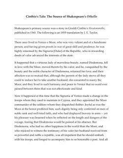 Cinthio`s Tale: The Source of Shakespeare`s Othello