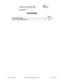 America Gears Up Journal