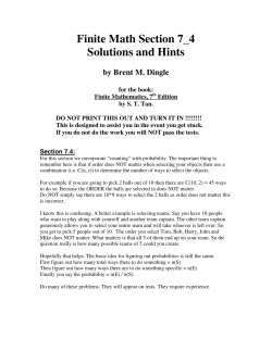 Finite Math Section 7_4 Solutions and Hints