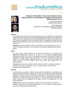 Analysis of translation errors and evaluation of pre