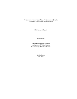 Development Permit System Policy Development in Ontario