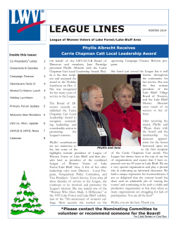 January 2014 - League of Women Voters | Lake Forest/Lake Bluff Area