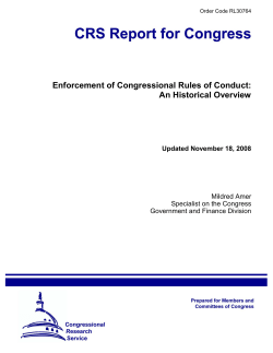 Enforcement of Congressional Rules of Conduct: An Historical
