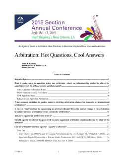 Arbitration: Hot Questions, Cool Answers